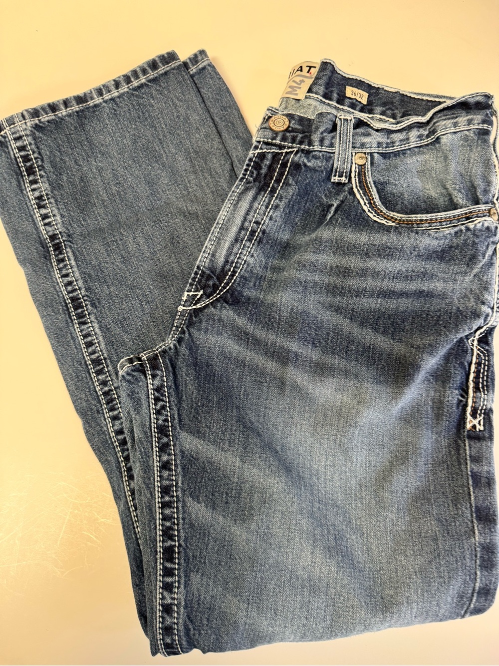 NWT! Ariat M4 Men’s Relaxed Bootcut Leg Jeans Size 36x32 Medium Wash Work